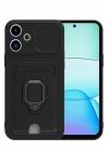 Mey İthalat®   Redmi 13 4G Kılıf Zuma Kartvizitli Yüzüklü Silikon - Siyah