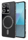 Mey İthalat®   Redmi 13C Joke Simli Magneticsafe Kılıf - Siyah