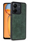 Mey İthalat®   Redmi 13C Kılıf Aras Deri Kapak - Koyu Yeşil