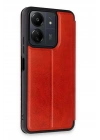 Mey İthalat®   Redmi 13C Kılıf Flip Cover - Kırmızı