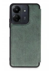 Mey İthalat®   Redmi 13C Kılıf Flip Cover - Koyu Yeşil