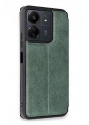 Mey İthalat®   Redmi 13C Kılıf Flip Cover - Koyu Yeşil