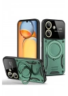 Mey İthalat®   Redmi 13C Kılıf Joy Lens Standlı Kapak - Koyu Yeşil