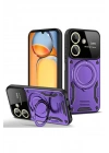 Mey İthalat®   Redmi 13C Kılıf Joy Lens Standlı Kapak - Mor