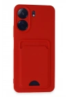 Mey İthalat®   Redmi 13C Kılıf Kelvin Kartvizitli Silikon - Kırmızı