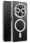 Mey İthalat®   Redmi 14C Joke Simli Magneticsafe Kılıf - Gümüş