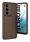 Mey İthalat®   Redmi 15 4G Auto Focus Karbon Kapak - Kahverengi