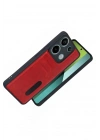 Mey İthalat®   Redmi 15C 4G Sara Kartvizitli Deri Kılıf - Kırmızı