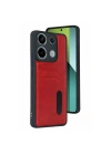 Mey İthalat®   Redmi 15C 4G Sara Kartvizitli Deri Kılıf - Kırmızı