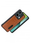 Mey İthalat®   Redmi 15C 4G Sara Kartvizitli Deri Kılıf - Taba
