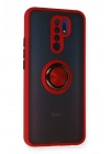 Mey İthalat®   Redmi 9 Kılıf Montreal Yüzüklü Silikon Kapak - Kırmızı