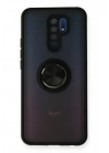 Mey İthalat®   Redmi 9 Kılıf Montreal Yüzüklü Silikon Kapak - Siyah