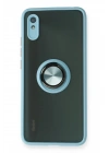 Mey İthalat®   Redmi 9A Kılıf Montreal Yüzüklü Silikon Kapak - Buz Mavi