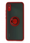 Mey İthalat®   Redmi 9A Kılıf Montreal Yüzüklü Silikon Kapak - Kırmızı