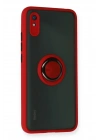 Mey İthalat®   Redmi 9A Kılıf Montreal Yüzüklü Silikon Kapak - Kırmızı