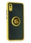Mey İthalat®   Redmi 9A Kılıf Montreal Yüzüklü Silikon Kapak - Sarı