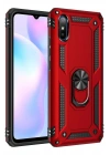 Mey İthalat®   Redmi 9A Kılıf Sofya Yüzüklü Silikon Kapak - Kırmızı