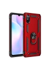 Mey İthalat®   Redmi 9A Kılıf Sofya Yüzüklü Silikon Kapak - Kırmızı