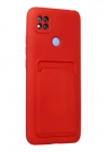 Mey İthalat®   Redmi 9C Kılıf Kelvin Kartvizitli Silikon - Kırmızı