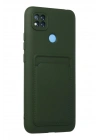 Mey İthalat®   Redmi 9C Kılıf Kelvin Kartvizitli Silikon - Koyu Yeşil