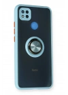 Mey İthalat®   Redmi 9C Kılıf Montreal Yüzüklü Silikon Kapak - Buz Mavi