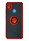 Mey İthalat®   Redmi 9C Kılıf Montreal Yüzüklü Silikon Kapak - Kırmızı