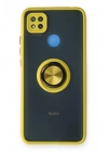Mey İthalat®   Redmi 9C Kılıf Montreal Yüzüklü Silikon Kapak - Sarı