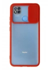 Mey İthalat®   Redmi 9C Kılıf Palm Buzlu Kamera Sürgülü Silikon - Kırmızı