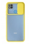 Mey İthalat®   Redmi 9C Kılıf Palm Buzlu Kamera Sürgülü Silikon - Sarı