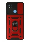 Mey İthalat®   Redmi 9C Kılıf Pars Lens Yüzüklü Silikon - Kırmızı