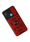 Mey İthalat®   Redmi 9C Kılıf Pars Lens Yüzüklü Silikon - Kırmızı