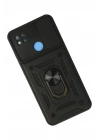 Mey İthalat®   Redmi 9C Kılıf Pars Lens Yüzüklü Silikon - Siyah