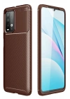 Mey İthalat®   Redmi 9T Kılıf Auto Focus Karbon Kapak - Kahverengi