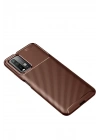 Mey İthalat®   Redmi 9T Kılıf Auto Focus Karbon Kapak - Kahverengi