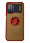 Mey İthalat®   Redmi 9T Kılıf Montreal Yüzüklü Silikon Kapak - Kırmızı