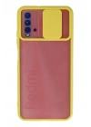 Mey İthalat®   Redmi 9T Kılıf Palm Buzlu Kamera Sürgülü Silikon - Sarı