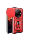 Mey İthalat®   Redmi A3 4G Kılıf Pars Lens Yüzüklü Silikon - Kırmızı