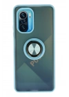 Mey İthalat®   Redmi K40 Kılıf Montreal Yüzüklü Silikon Kapak - Buz Mavi