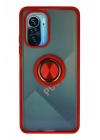 Mey İthalat®   Redmi K40 Kılıf Montreal Yüzüklü Silikon Kapak - Kırmızı