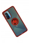 Mey İthalat®   Redmi K40 Kılıf Montreal Yüzüklü Silikon Kapak - Kırmızı