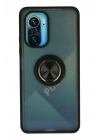 Mey İthalat®   Redmi K40 Kılıf Montreal Yüzüklü Silikon Kapak - Siyah