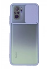 Mey İthalat®   Redmi Note 10 Kılıf Palm Buzlu Kamera Sürgülü Silikon - Lila