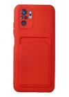 Mey İthalat®   Redmi Note 10S Kılıf Kelvin Kartvizitli Silikon - Kırmızı