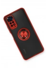 Mey İthalat®   Redmi Note 11 Kılıf Montreal Yüzüklü Silikon Kapak - Kırmızı