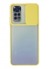Mey İthalat®   Redmi Note 11 Kılıf Palm Buzlu Kamera Sürgülü Silikon - Sarı