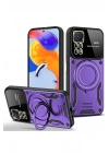 Mey İthalat®   Redmi Note 11 Pro Kılıf Joy Lens Standlı Kapak - Mor