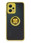 Mey İthalat®   Redmi Note 12 5G Kılıf Montreal Yüzüklü Silikon Kapak - Sarı