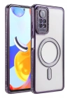Mey İthalat®   Redmi Note 12 Pro 4G Joke Simli Magneticsafe Kılıf - Derin Mor
