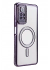 Mey İthalat®   Redmi Note 12 Pro 4G Joke Simli Magneticsafe Kılıf - Derin Mor