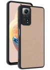 Mey İthalat®   Redmi Note 12 Pro 4G Kılıf Aras Deri Kapak - Pudra